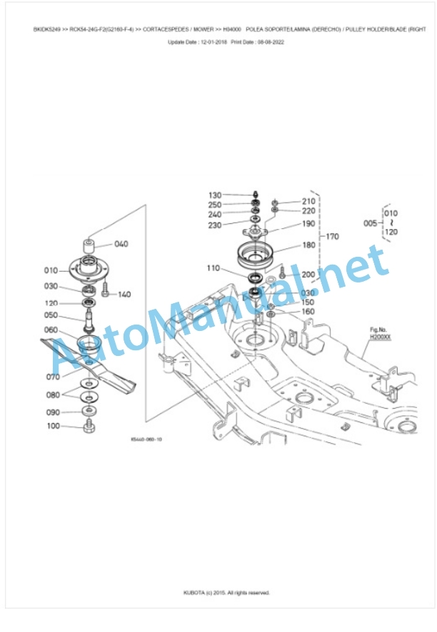 Kubota RCK54-24G-F2(G2160-F-4) Parts Manual PDF BKIDK5249-3