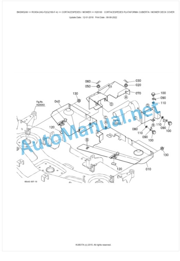 Kubota RCK54-24G-F2(G2160-F-4) Parts Manual PDF BKIDK5249-4