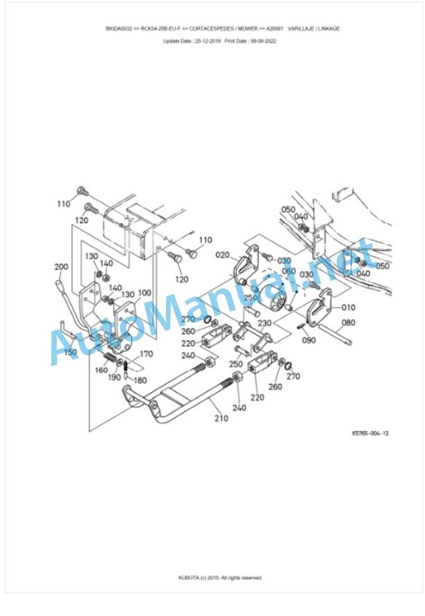 Kubota RCK54-25B-EU-F Parts Manual PDF BKIDA5032-5