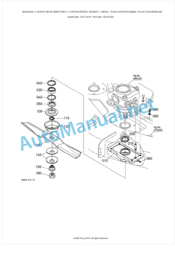 Kubota RCK54-F19EU(F1900E, F1900) Parts Manual PDF BKIDA0428-2