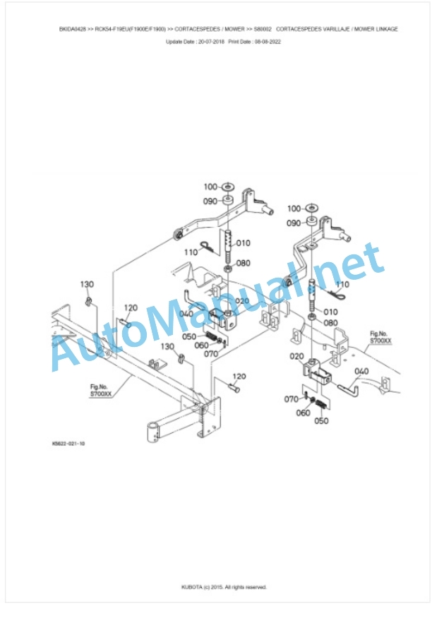 Kubota RCK54-F19EU(F1900E, F1900) Parts Manual PDF BKIDA0428-5