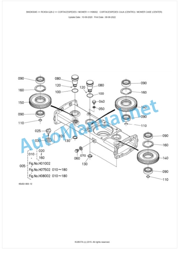 Kubota RCK54-G26-2 Parts Manual PDF BKIDK5045-2