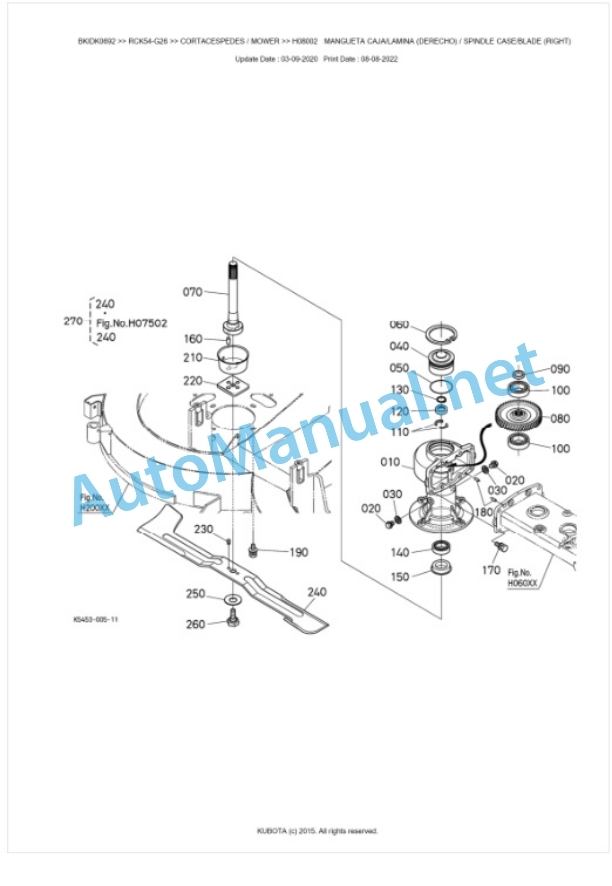 Kubota RCK54-G26 Parts Manual PDF BKIDK0692-3