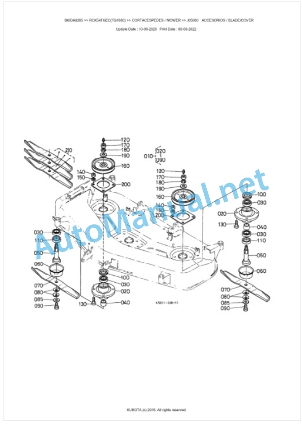 Kubota RCK54TGEC(TG1860) Parts Manual PDF BKIDA0285-2