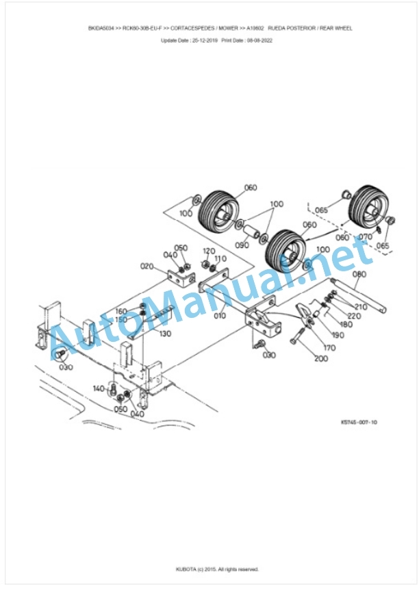 Kubota RCK60-30B-EU-F Parts Manual PDF BKIDA5034-4