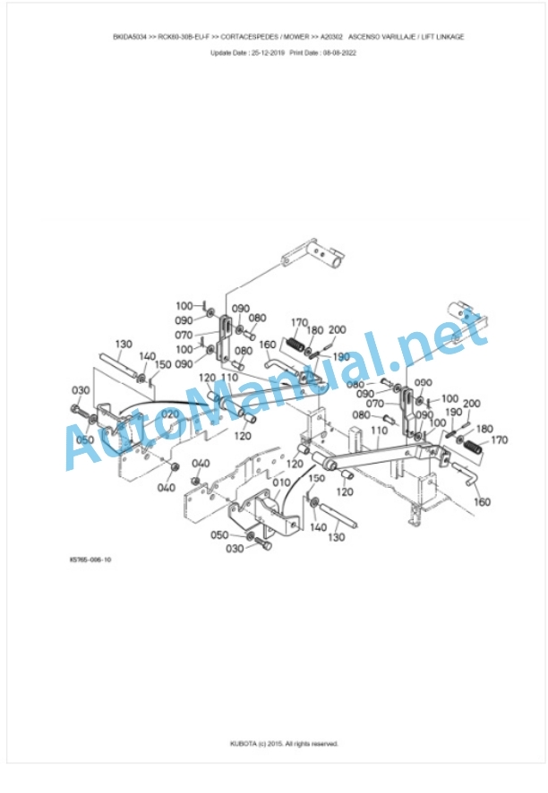 Kubota RCK60-30B-EU-F Parts Manual PDF BKIDA5034-5