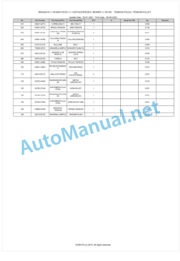 Kubota RCK60-F251EU Parts Manual PDF BKIDA5219-3