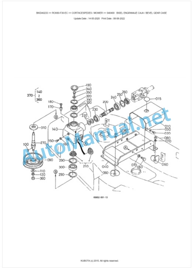 Kubota RCK60-F30-EC Parts Manual PDF BKIDA0233-2