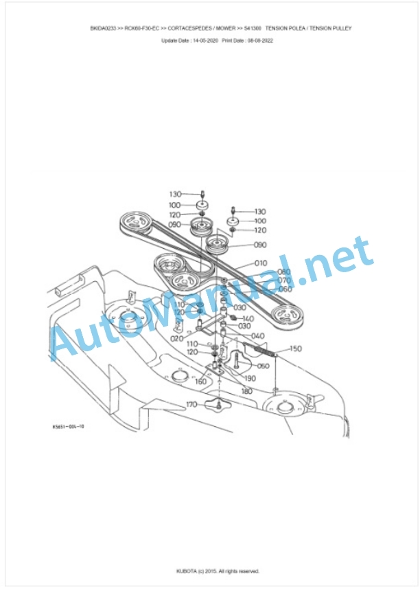 Kubota RCK60-F30-EC Parts Manual PDF BKIDA0233-3