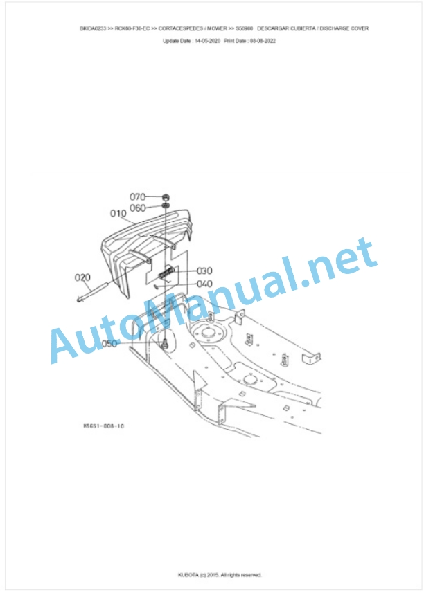 Kubota RCK60-F30-EC Parts Manual PDF BKIDA0233-5