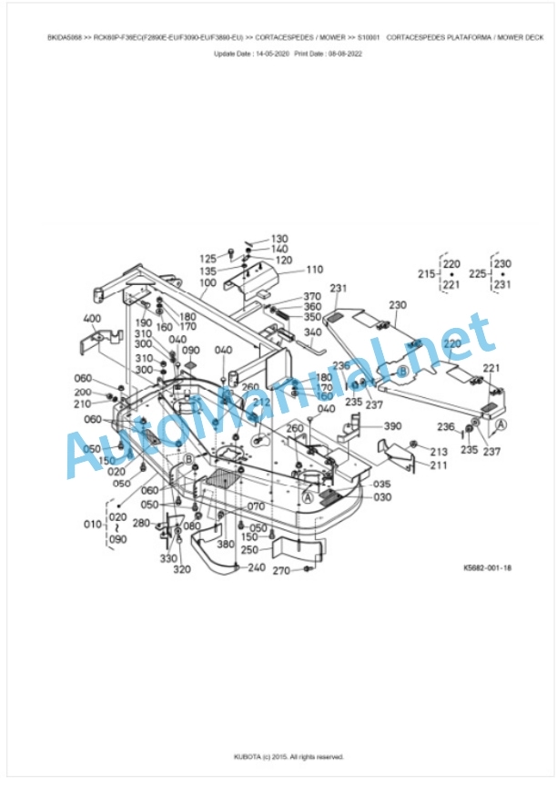 Kubota RCK60P-F36EC(F2890E-EU, F3090-EU, F3890-EU) Parts Manual PDF BKIDA5068-3