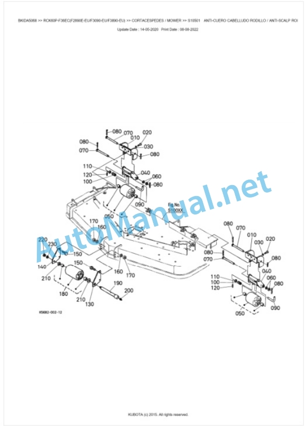 Kubota RCK60P-F36EC(F2890E-EU, F3090-EU, F3890-EU) Parts Manual PDF BKIDA5068-4