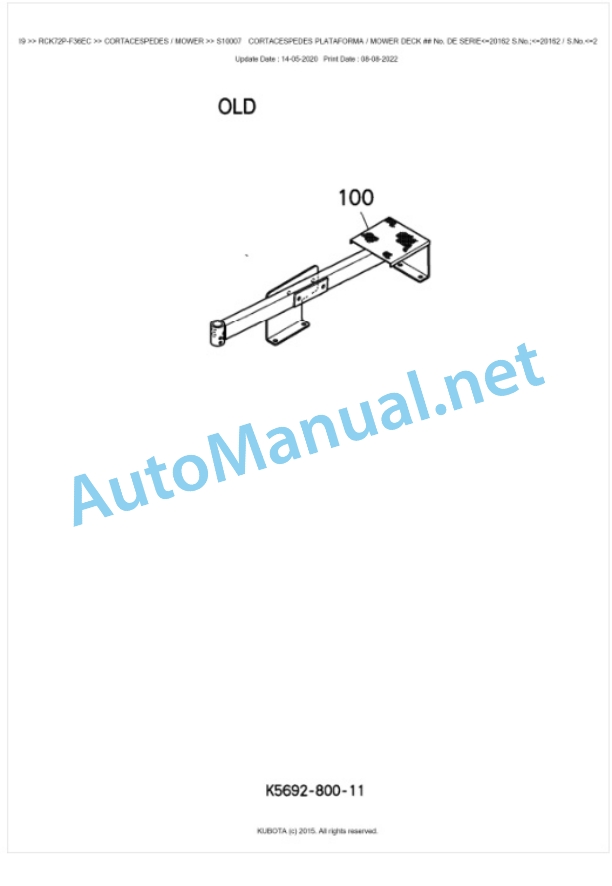 Kubota RCK72P-F36EC Parts Manual PDF BKIDA0319-3