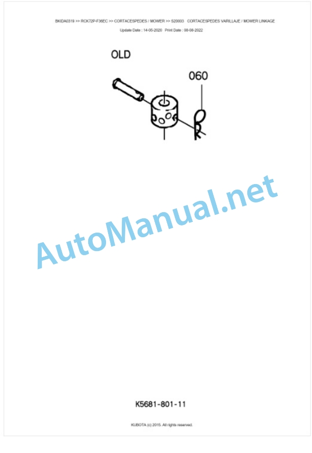 Kubota RCK72P-F36EC Parts Manual PDF BKIDA0319-5