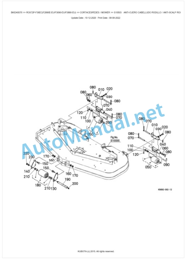 Kubota RCK72P-F36EC(F2890E-EU, F3090-EU, F3890-EU) Parts Manual PDF BKIDA5070-4