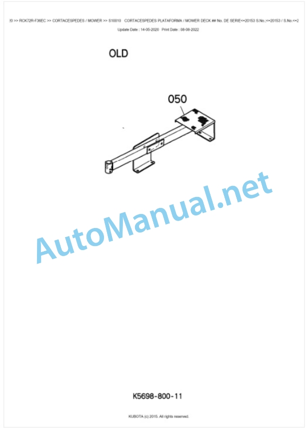 Kubota RCK72R-F36EC Parts Manual PDF BKIDA0320-3