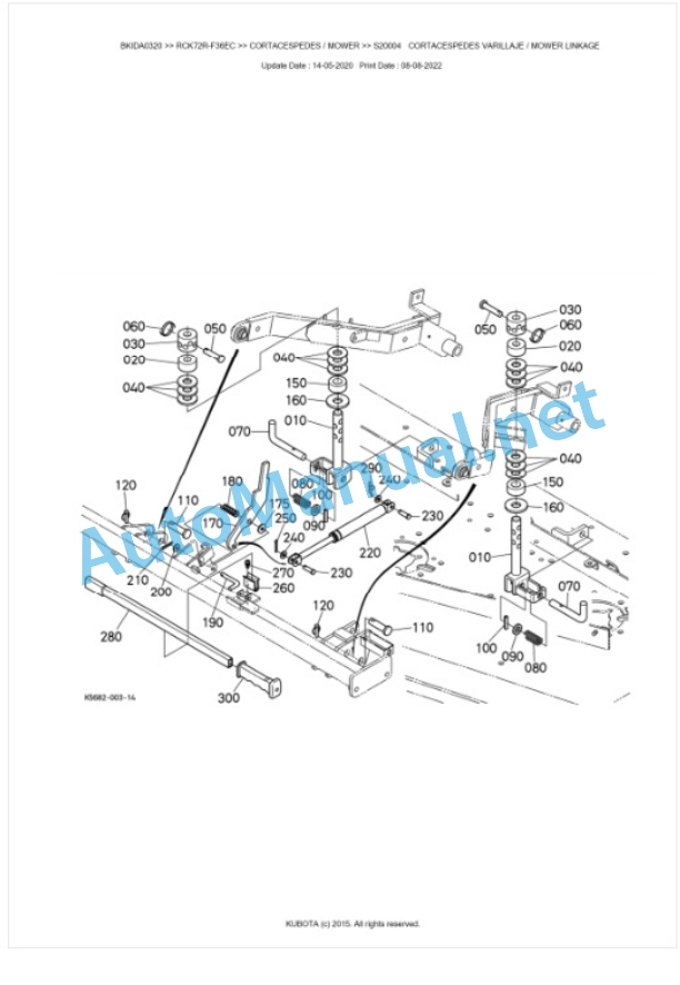 Kubota RCK72R-F36EC Parts Manual PDF BKIDA0320-5