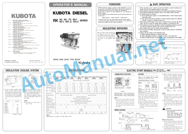 Kubota RK50, RK60, RK70, RK80-1, RK95 Operators Manual PDF-4