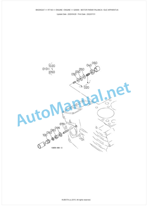 Kubota RT100 Parts Manual PDF BKIDK5247-2