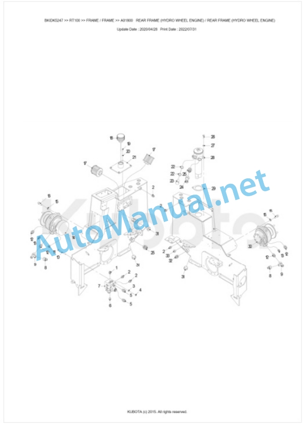 Kubota RT100 Parts Manual PDF BKIDK5247-4