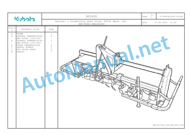 Kubota RT1000 Parts Manual PDF-2