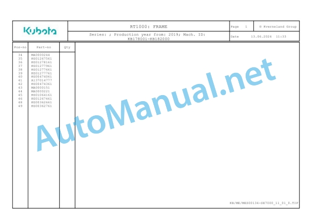 Kubota RT1000 Parts Manual PDF-3