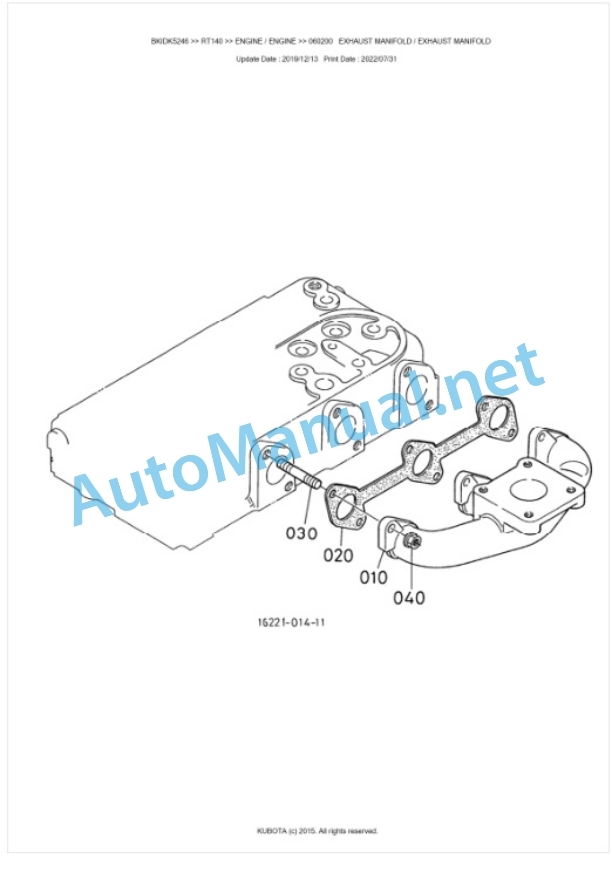 Kubota RT140 Parts Manual PDF BKIDK5246-3