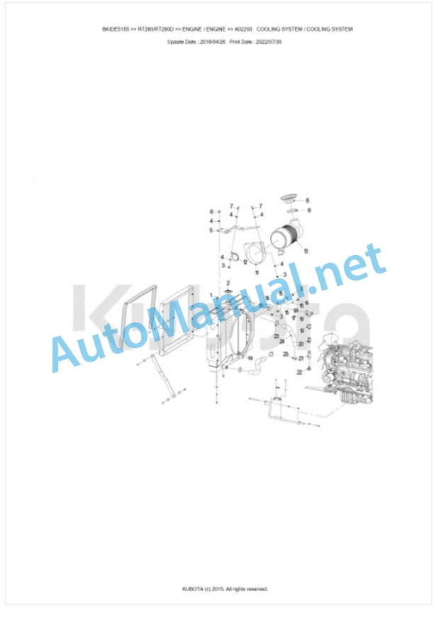 Kubota RT280, RT280D Parts Manual PDF BKIDE5155-3