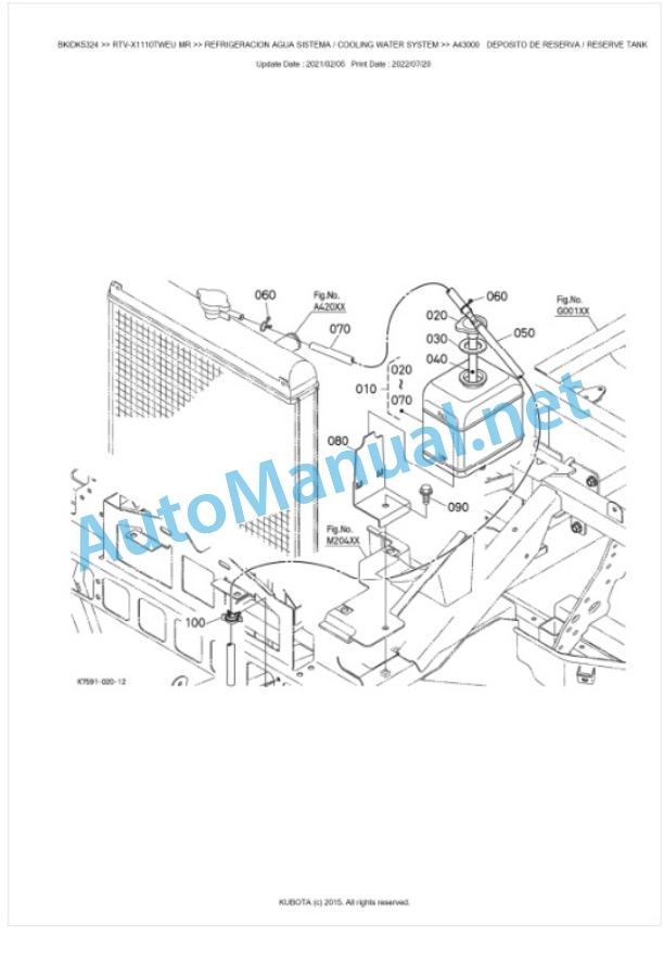 Kubota RTV-X1110TWEU, RTV-X1110TREU Parts Manual PDF BKIDK5324-2