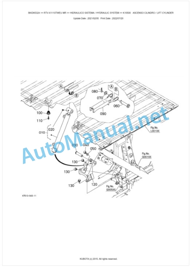 Kubota RTV-X1110TWEU, RTV-X1110TREU Parts Manual PDF BKIDK5324-4