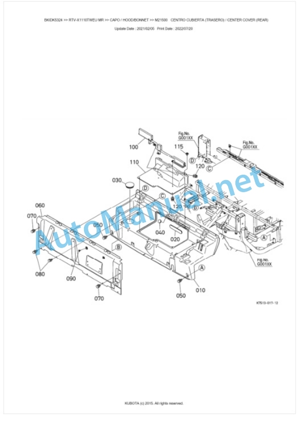 Kubota RTV-X1110TWEU, RTV-X1110TREU Parts Manual PDF BKIDK5324-5