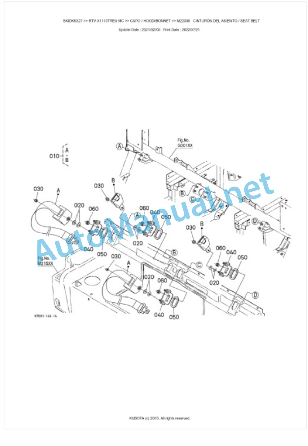 Kubota RTV-X1110TWEU, RTV-X1110TREU Parts Manual PDF BKIDK5327-5