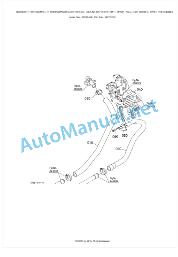 Kubota RTV-X900MWEU, RTV-X900MREU Parts Manual PDF BKIDK5078-2