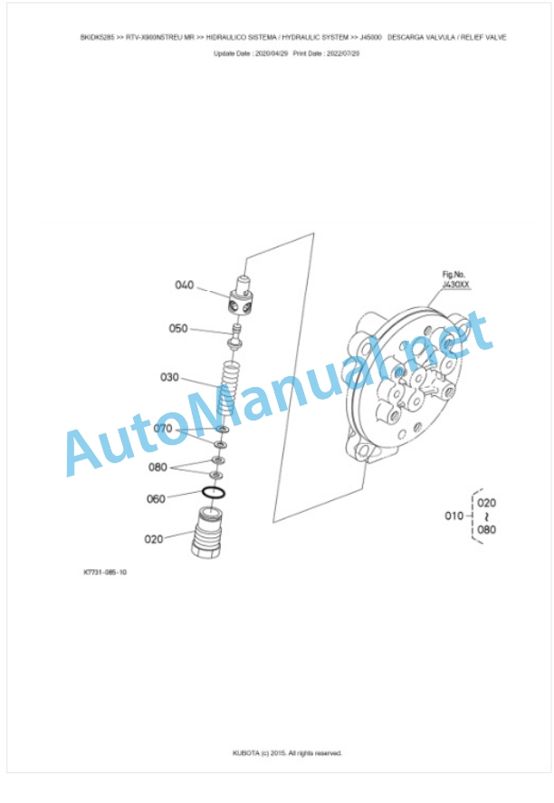 Kubota RTV-X900N5TWEU, RTV-X900N5TREU Parts Manual PDF BKIDK5285-4