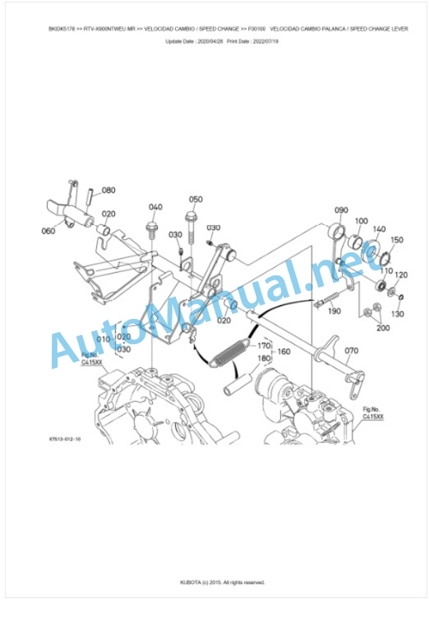 Kubota RTV-X900NTWEU, RTV-X900NTREU Parts Manual PDF BKIDK5178-3