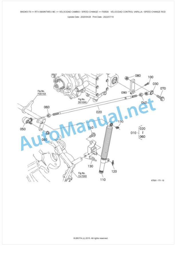 Kubota RTV-X900NTWEU, RTV-X900NTREU Parts Manual PDF BKIDK5179-3