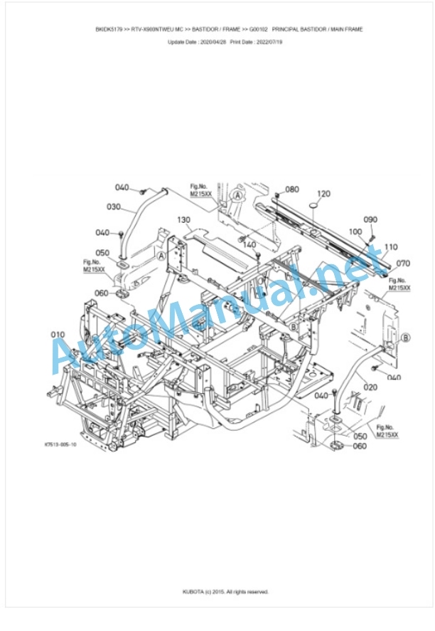 Kubota RTV-X900NTWEU, RTV-X900NTREU Parts Manual PDF BKIDK5179-4