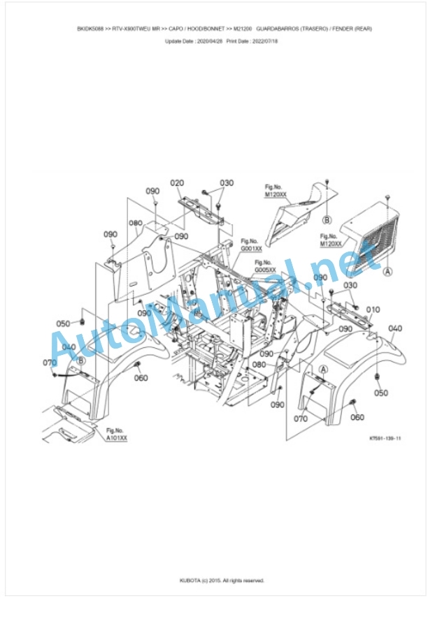 Kubota RTV-X900TWEU, RTV-X900TREU Parts Manual PDF BKIDK5088-5