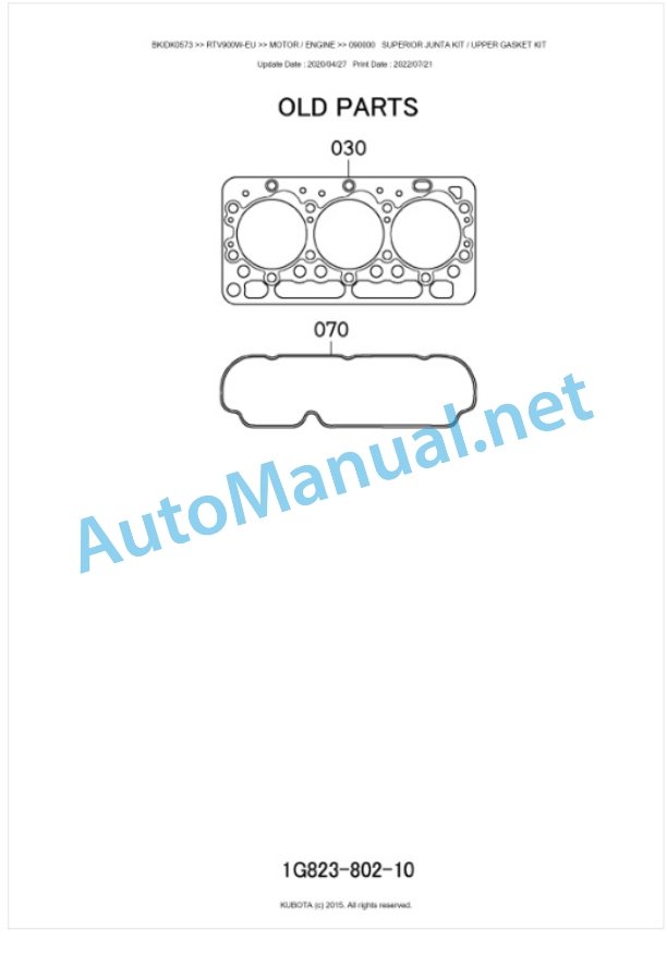 Kubota RTV900-EU Parts Manual PDF BKIDK0573-2