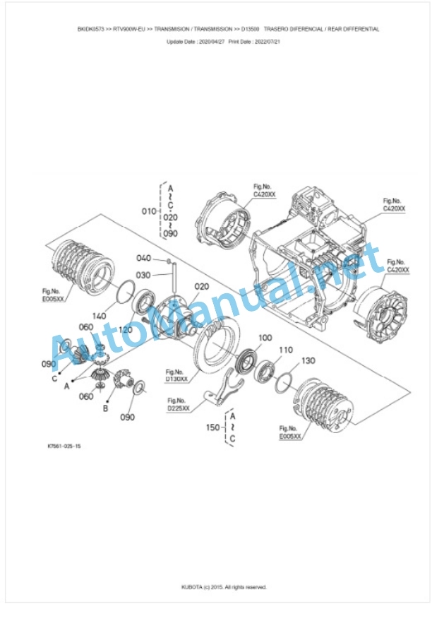 Kubota RTV900-EU Parts Manual PDF BKIDK0573-3