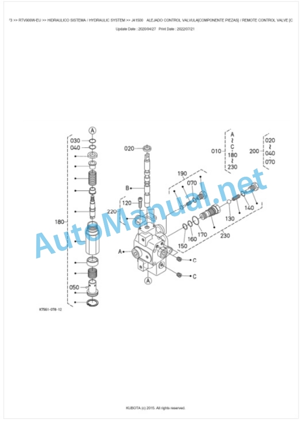 Kubota RTV900-EU Parts Manual PDF BKIDK0573-4