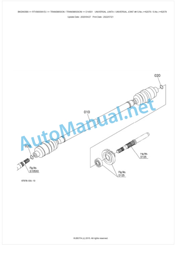 Kubota RTV900-EU Parts Manual PDF BKIDK0589-3