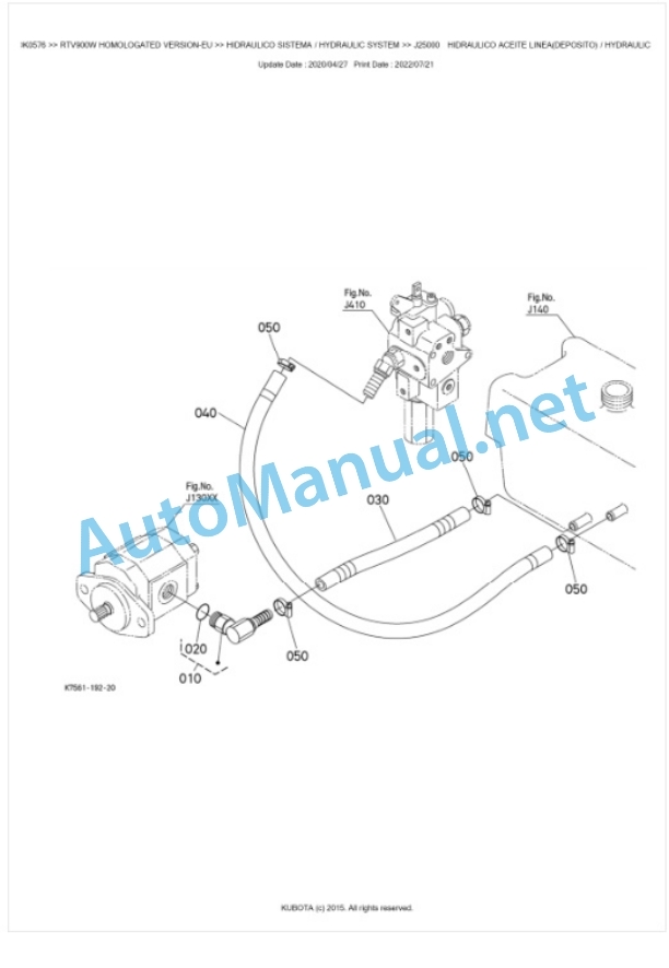 Kubota RTV900 Homologated Version Parts Manual PDF BKIDK0576-4