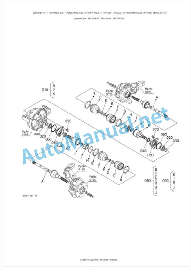 Kubota RTV900G-EU Parts Manual PDF BKIDK0575-4