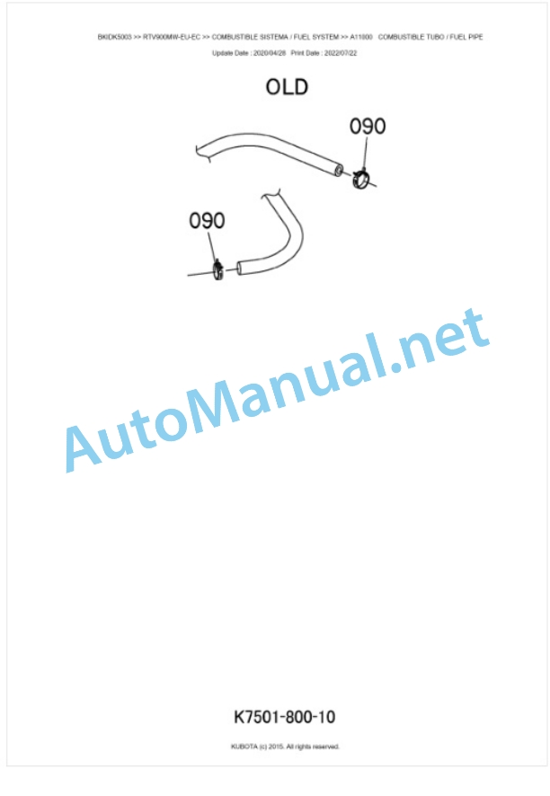 Kubota RTV900MW-EU-EC, RTV900MR-EU-EC Parts Manual PDF BKIDK5003-2