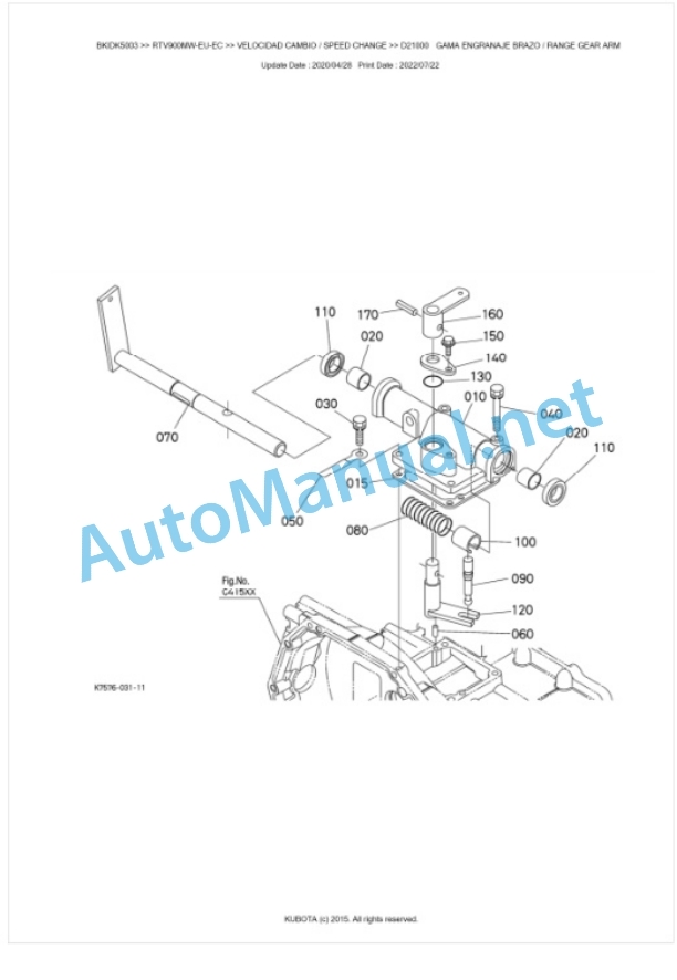 Kubota RTV900MW-EU-EC, RTV900MR-EU-EC Parts Manual PDF BKIDK5003-3