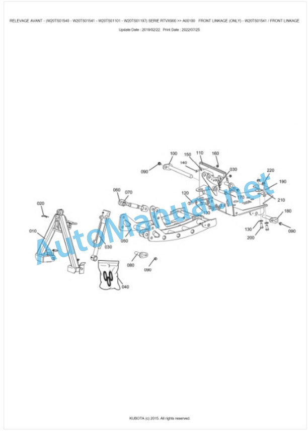 Kubota RTVX900 Series Relevage Avant Parts Manual PDF BKIDE5225-2