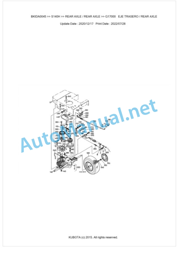 Kubota S140H Parts Manual PDF BKIDA0045-4