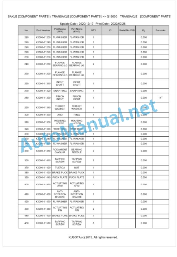 Kubota S90V Parts Manual PDF BKIDA0044-4