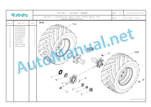 Kubota SC1301, SC1401 Parts Manual PDF-2